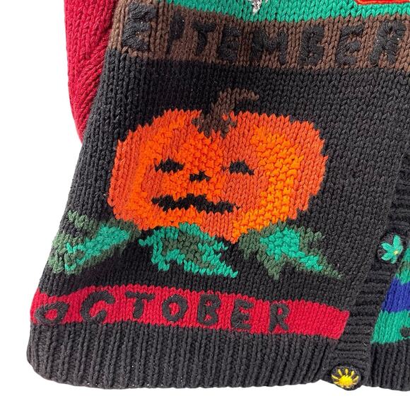 Vintage Knitted Calendar Cardigan Colorful Croft & Barrow Large Quirky - Picture 5 of 14